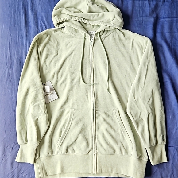 Aritzia TNA Towel Terry Boyfriend Zip Hoodie Light Green XS - Picture 1 of 6